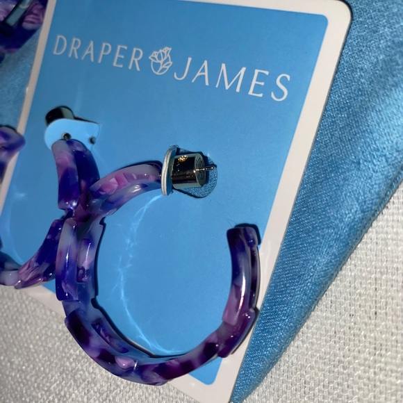 NWT Draper James Chainlink Bracelet & Hoop Earrings matching set purple tortoise - Picture 3 of 12